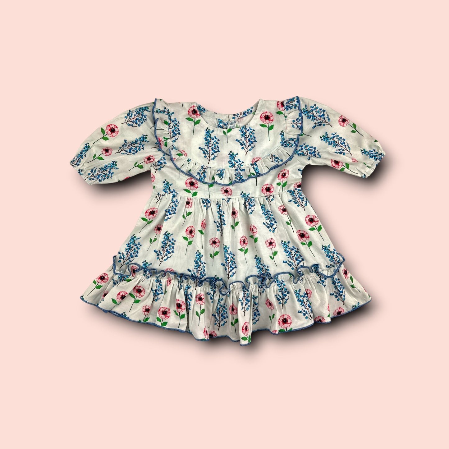 Linen Winter Garden Floral Printed Frock
