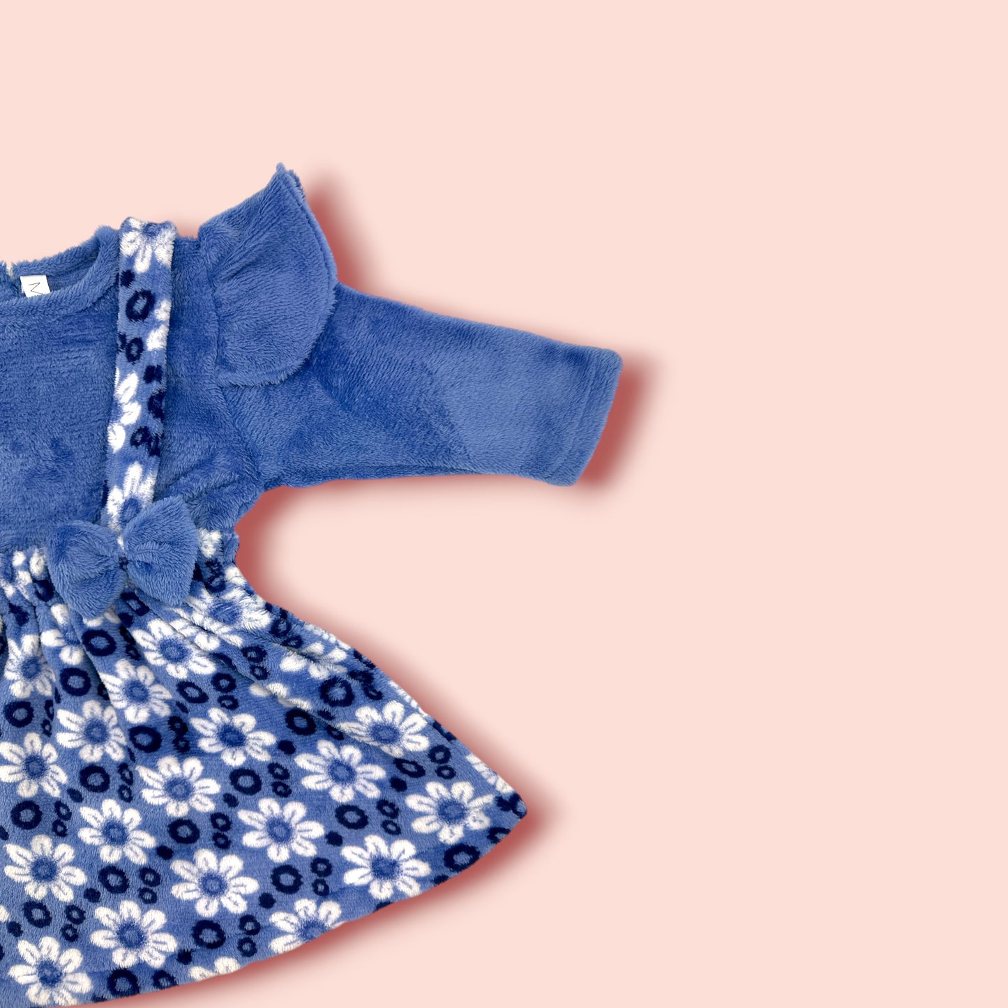 blue Embroidered Sleeveless Shirt-frock shoulder view