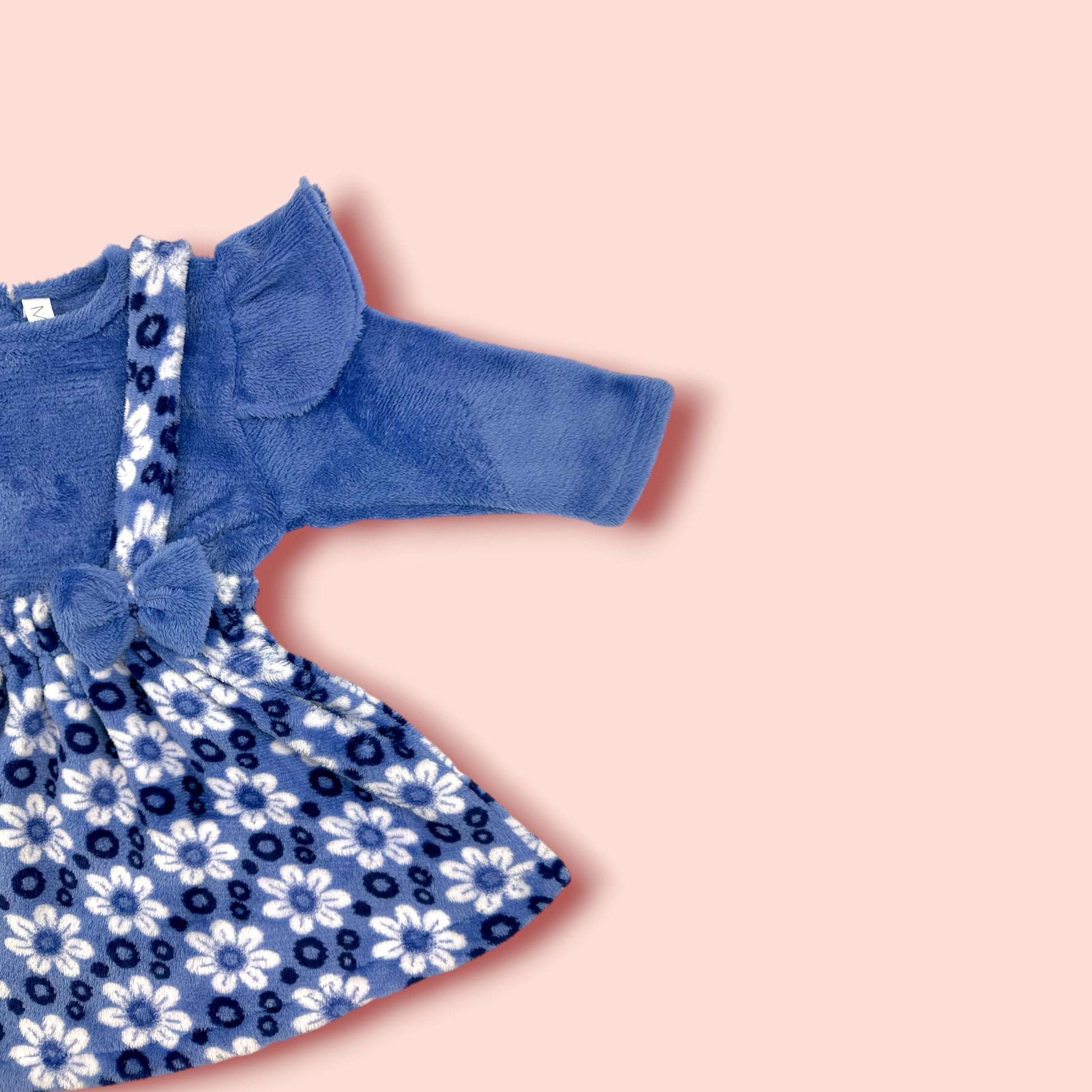 blue Embroidered Sleeveless Shirt-frock shoulder view