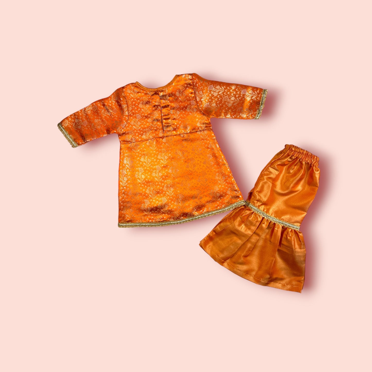 Vibrant Orange Gharara 2 PC Set