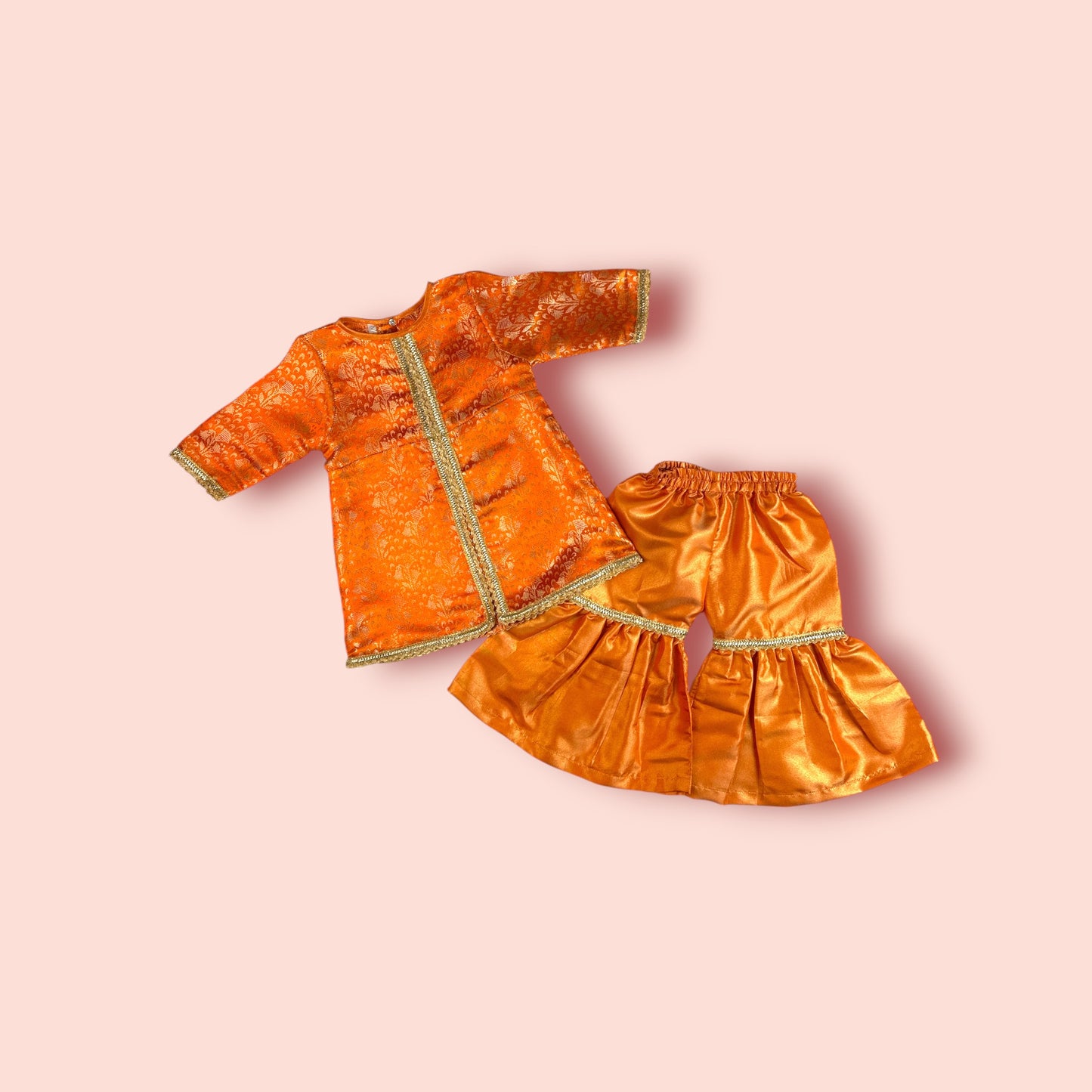 Vibrant Orange Gharara 2 PC Set