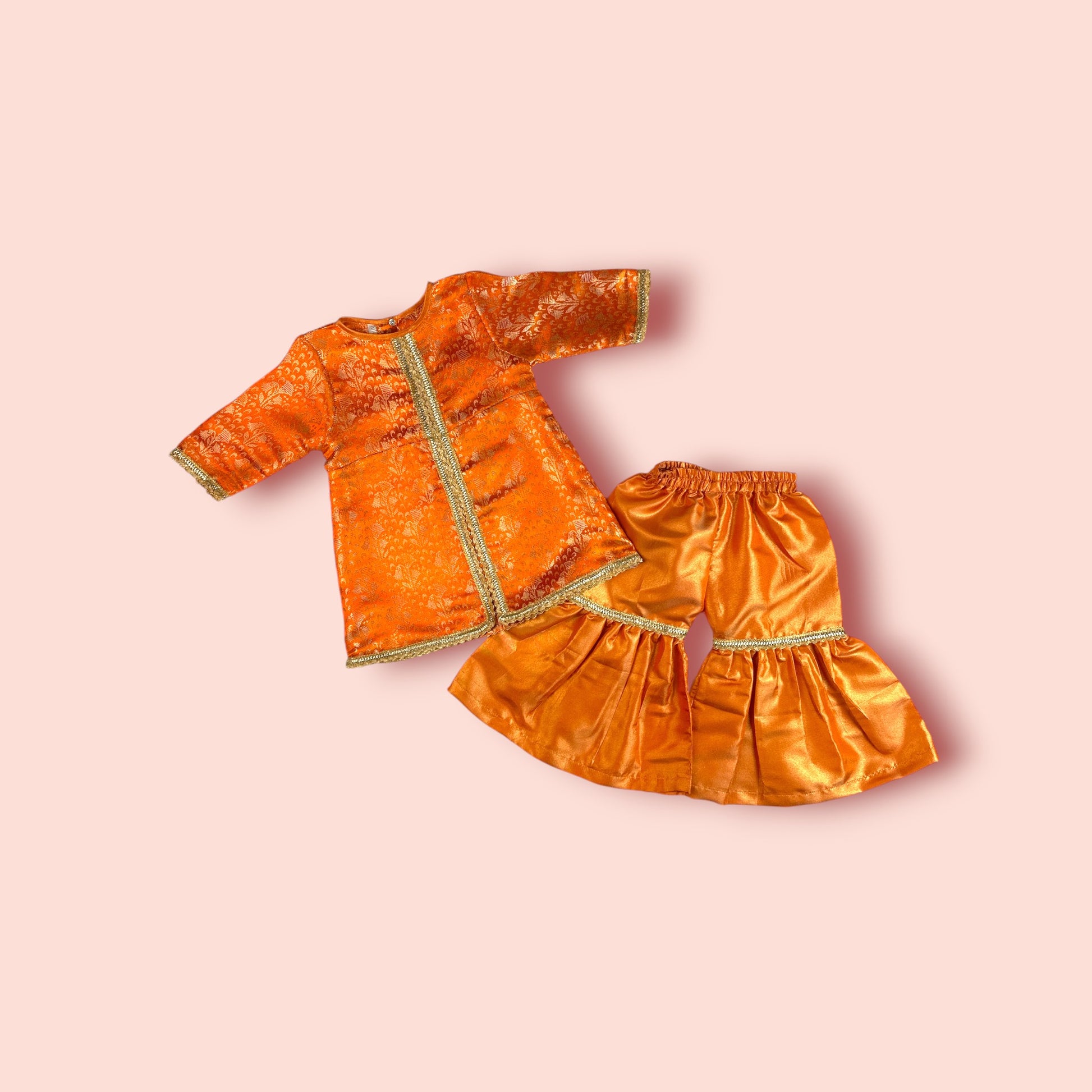 Vibrant Orange Gharara 2 PC Set