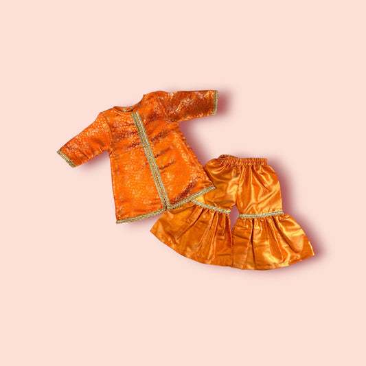 Vibrant Orange Gharara 2 PC Set