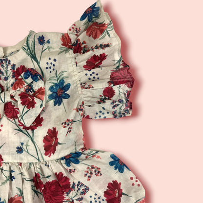 shoulder view of Lawn Flowered Printed Frock