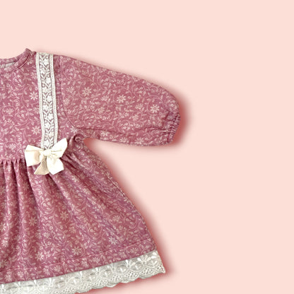 shoulder view of Woolen Dreams with Enchanted Lace Frock