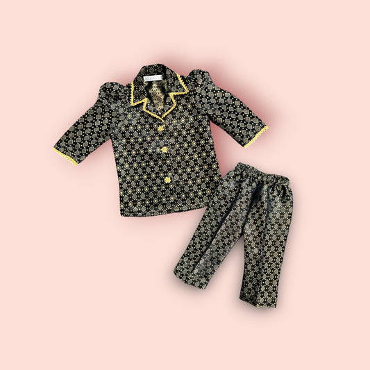 Jamawar Golden Embellished Coat Style 2 PC Set