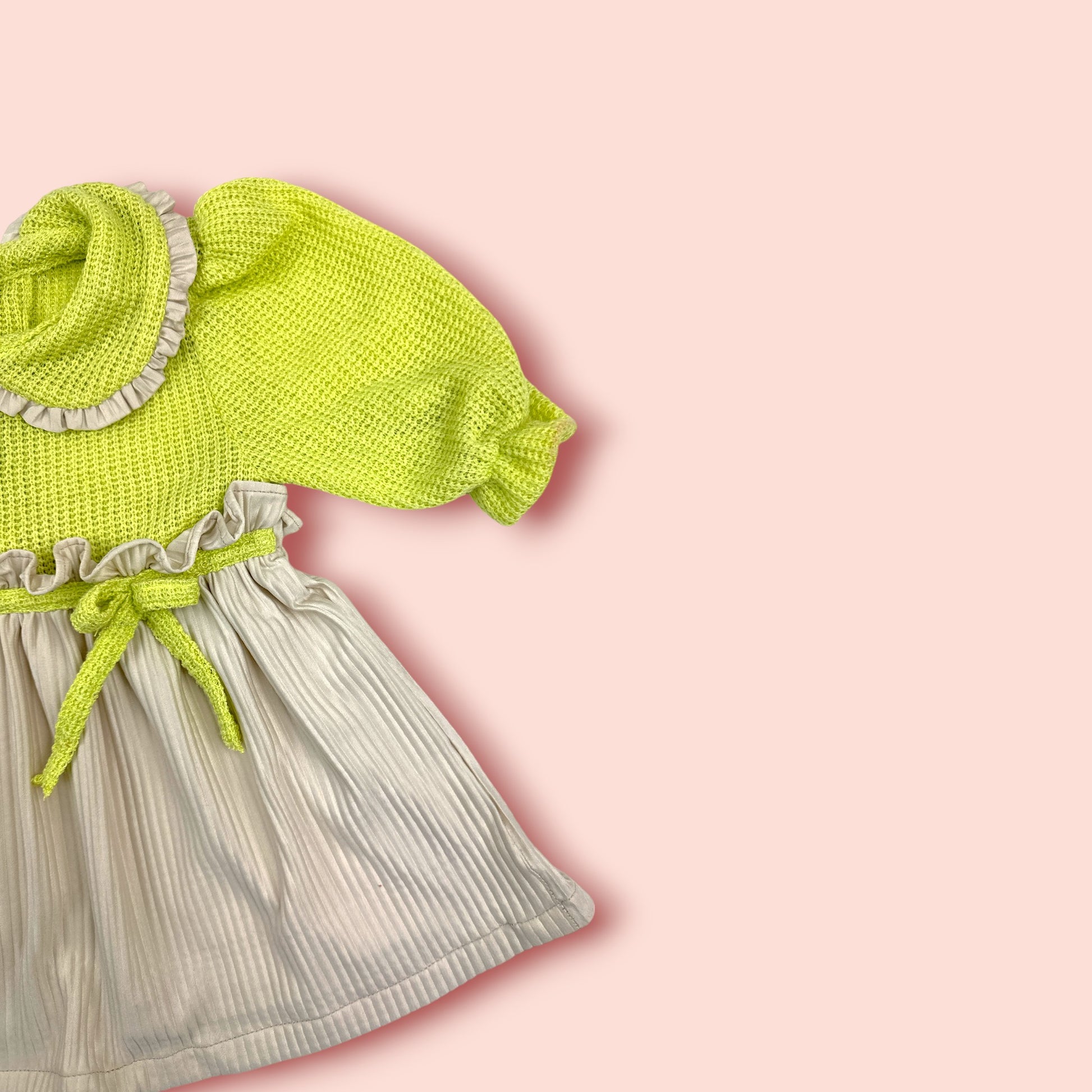 shoulder view of Linen & Jersey Mashup Winter Frock