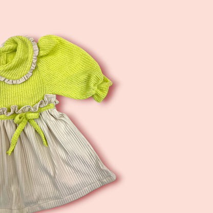 shoulder view of Linen & Jersey Mashup Winter Frock