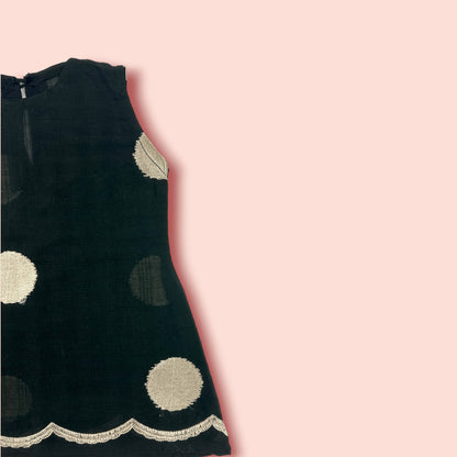 Black Floral Fantasy Sleeveless Frock shoulder view