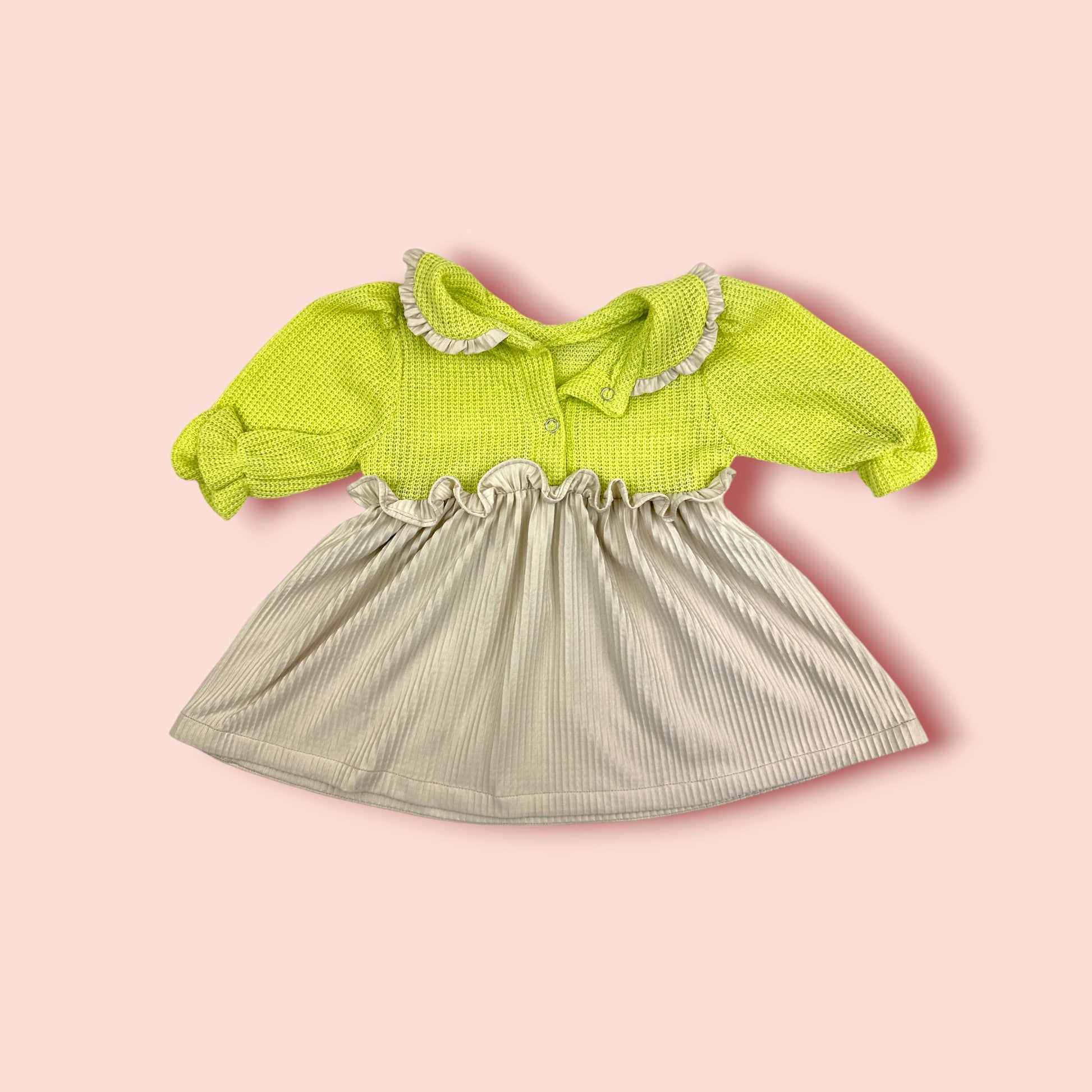 full view of Linen & Jersey Mashup Winter Frock