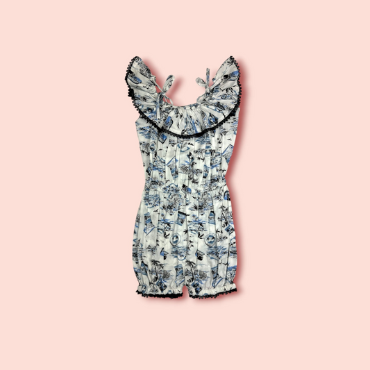 Stone Linen All In One Elementary Printed Jumpsuit