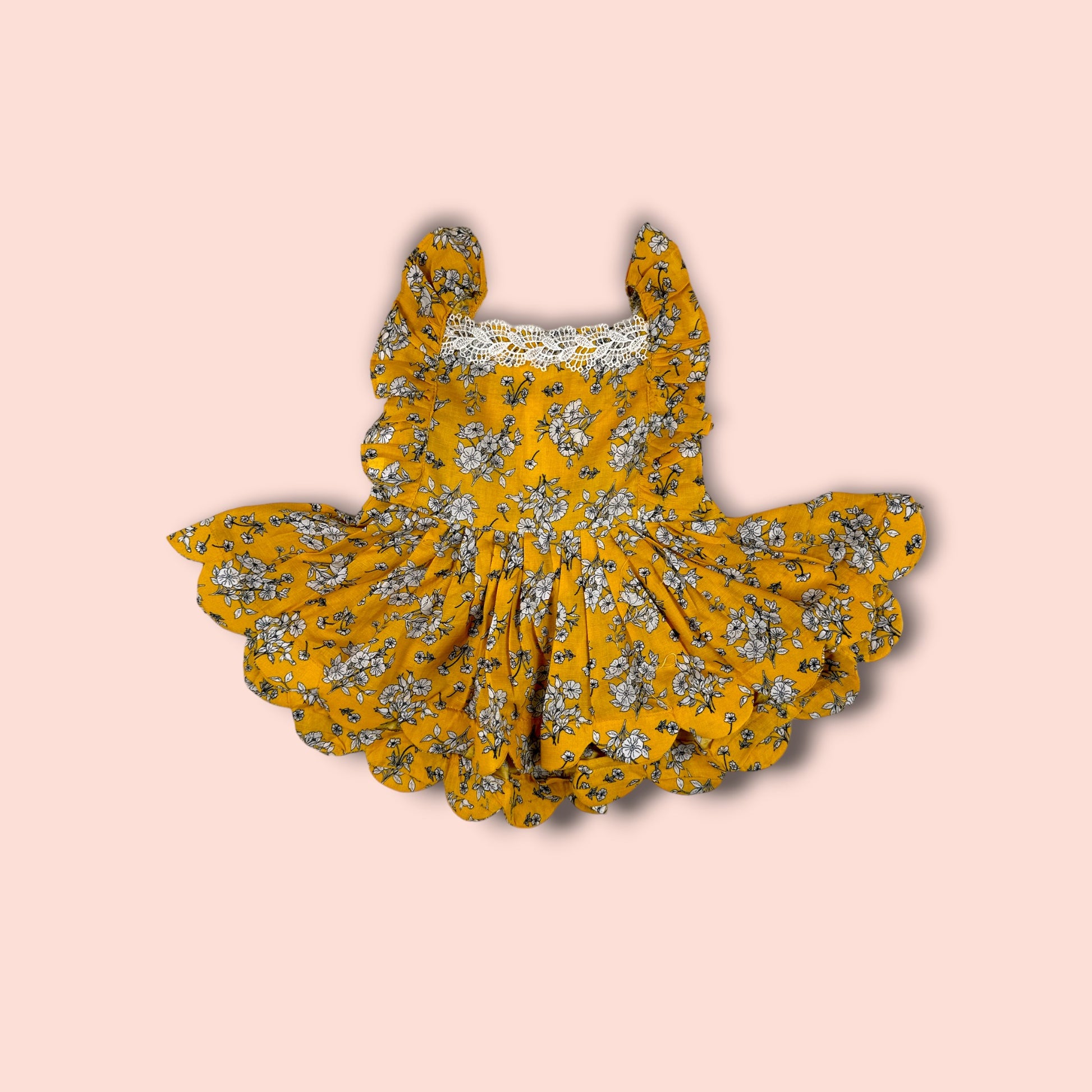Candy Yellow Lawn Sleeveless Frock