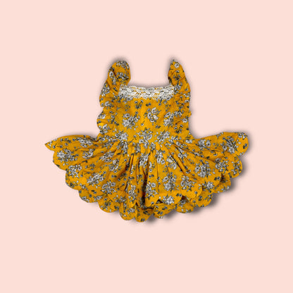 Candy Yellow Lawn Sleeveless Frock