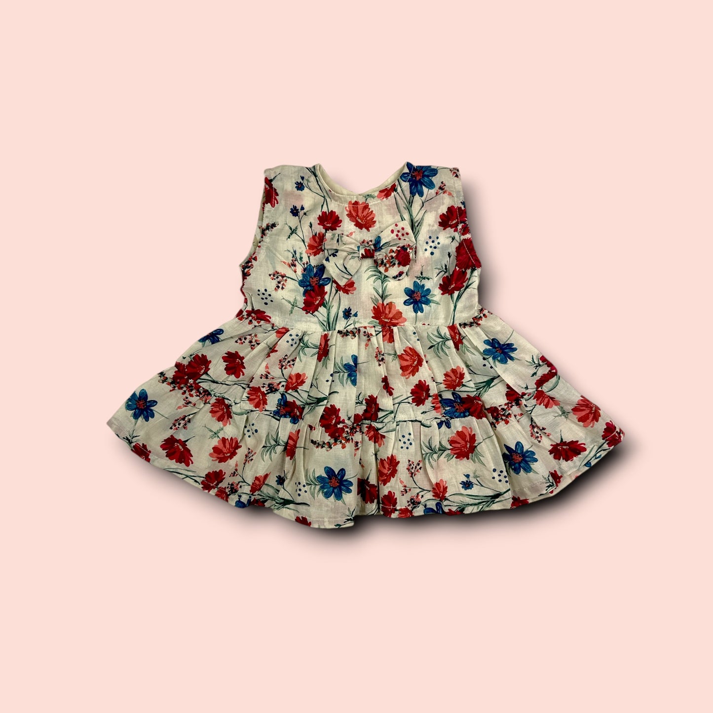 Summer Floral Printed Sleeveless Frock