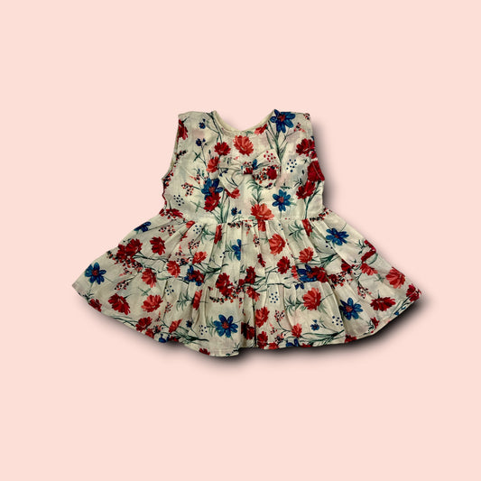 Summer Floral Printed Sleeveless Frock