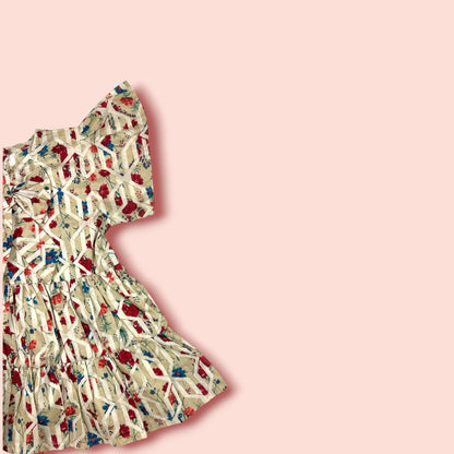 shoulder view of Lawn Summer Flowery Printed Frock