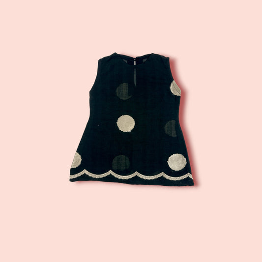 Black Floral Fantasy Sleeveless Frock