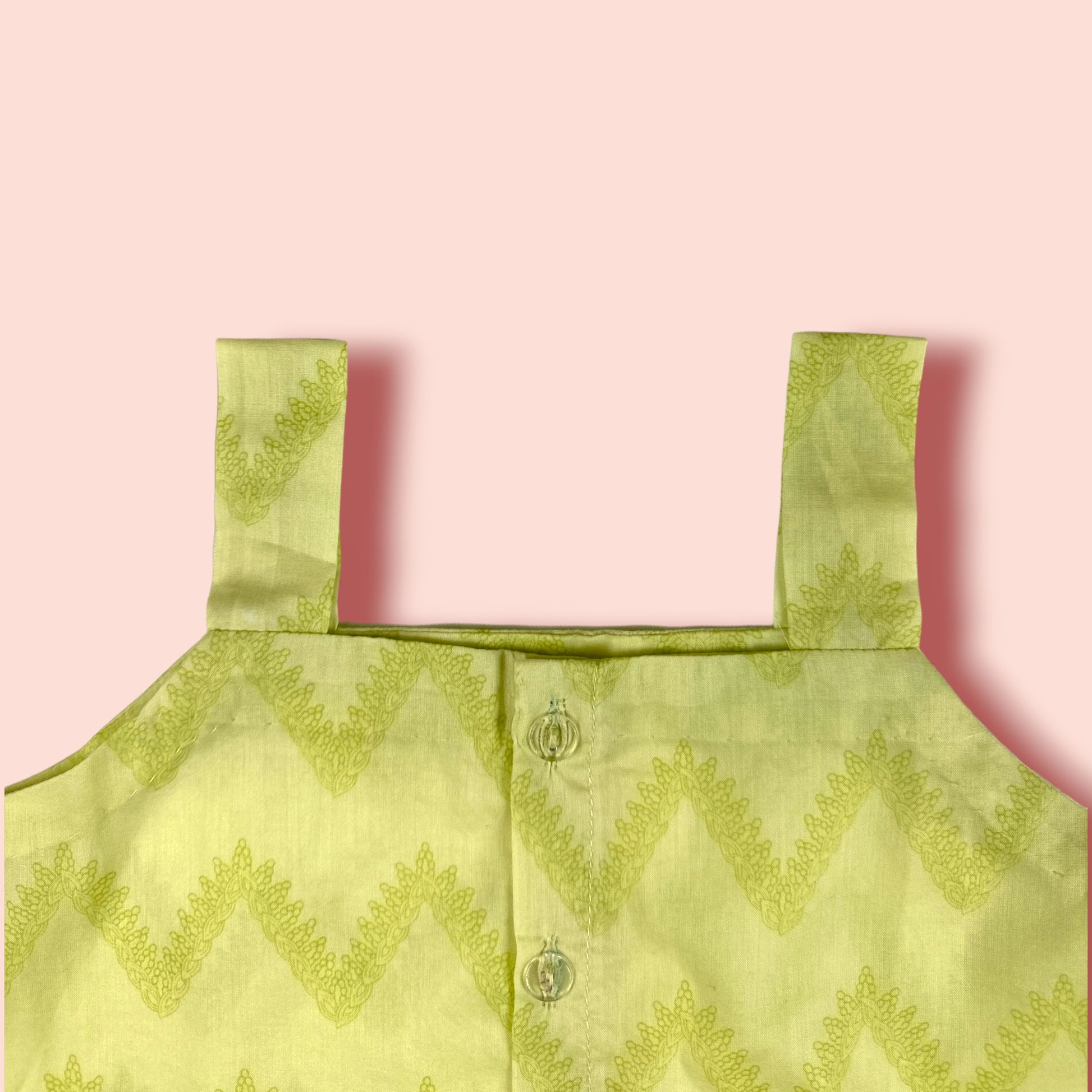 neck view of Unique Design Yellow Lawn 2 PC Set