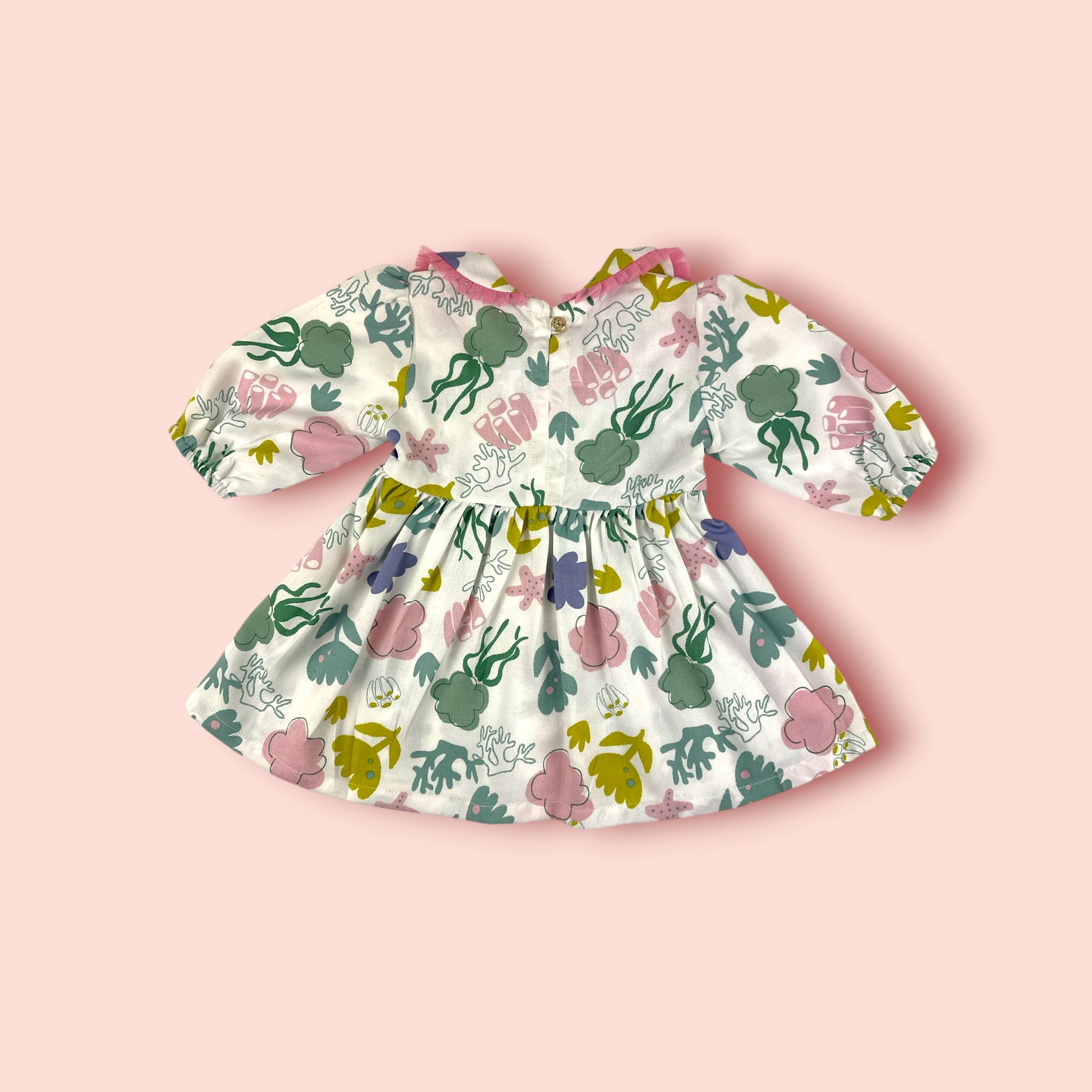 full view of Linen Rosy Ruffles Frock