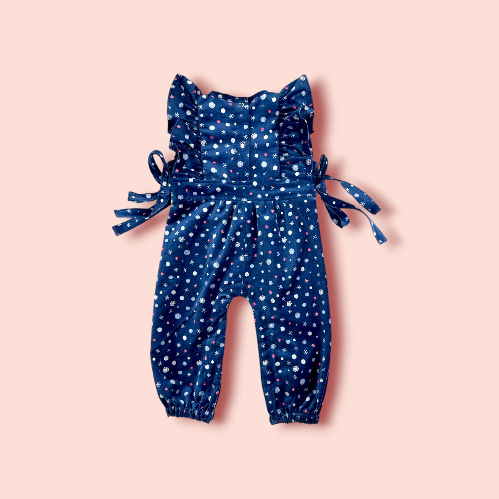 Corduroy Comfort Snowy Style Jumpsuit blue front view