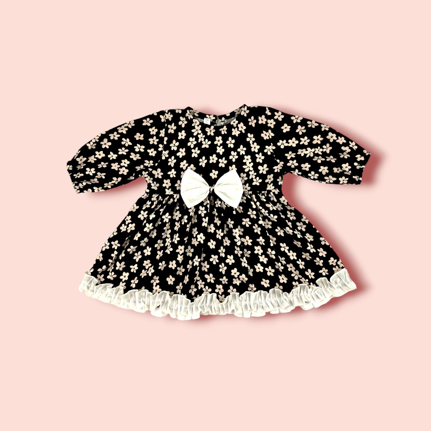 Linen Black & White Printed Frock