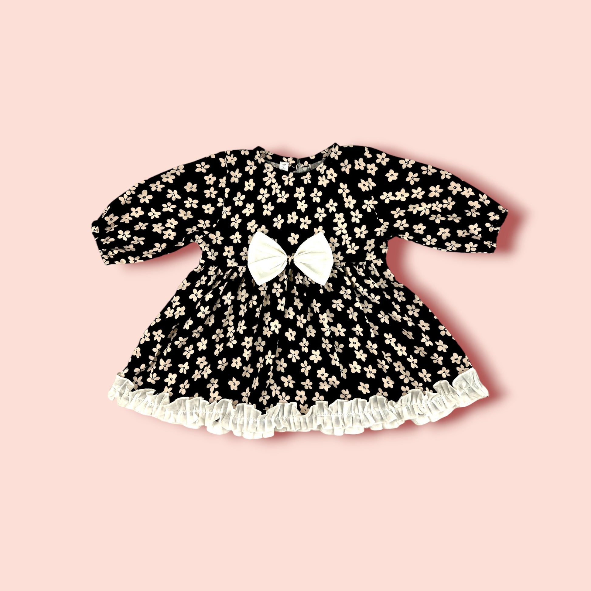 Linen Black & White Printed Frock