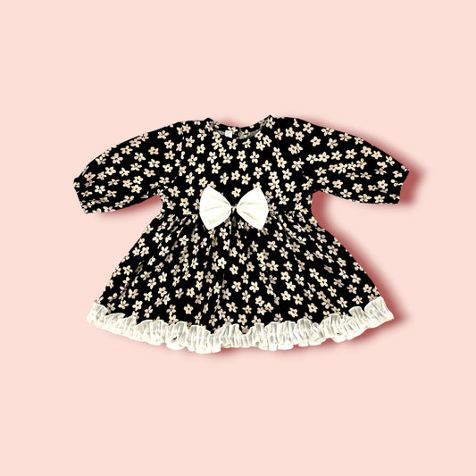 Linen Black & White Printed Frock