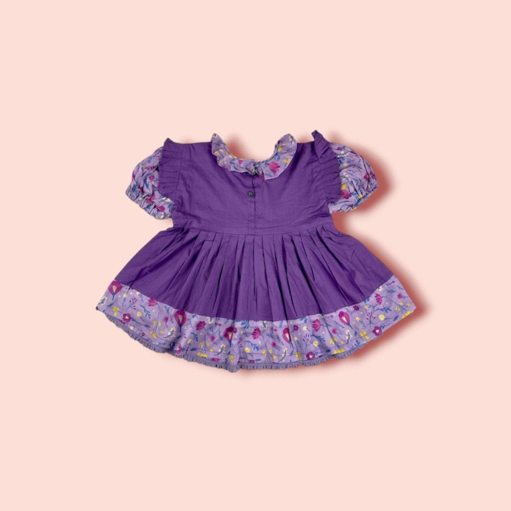 full view of Purple Floral Printed Lawn Frock