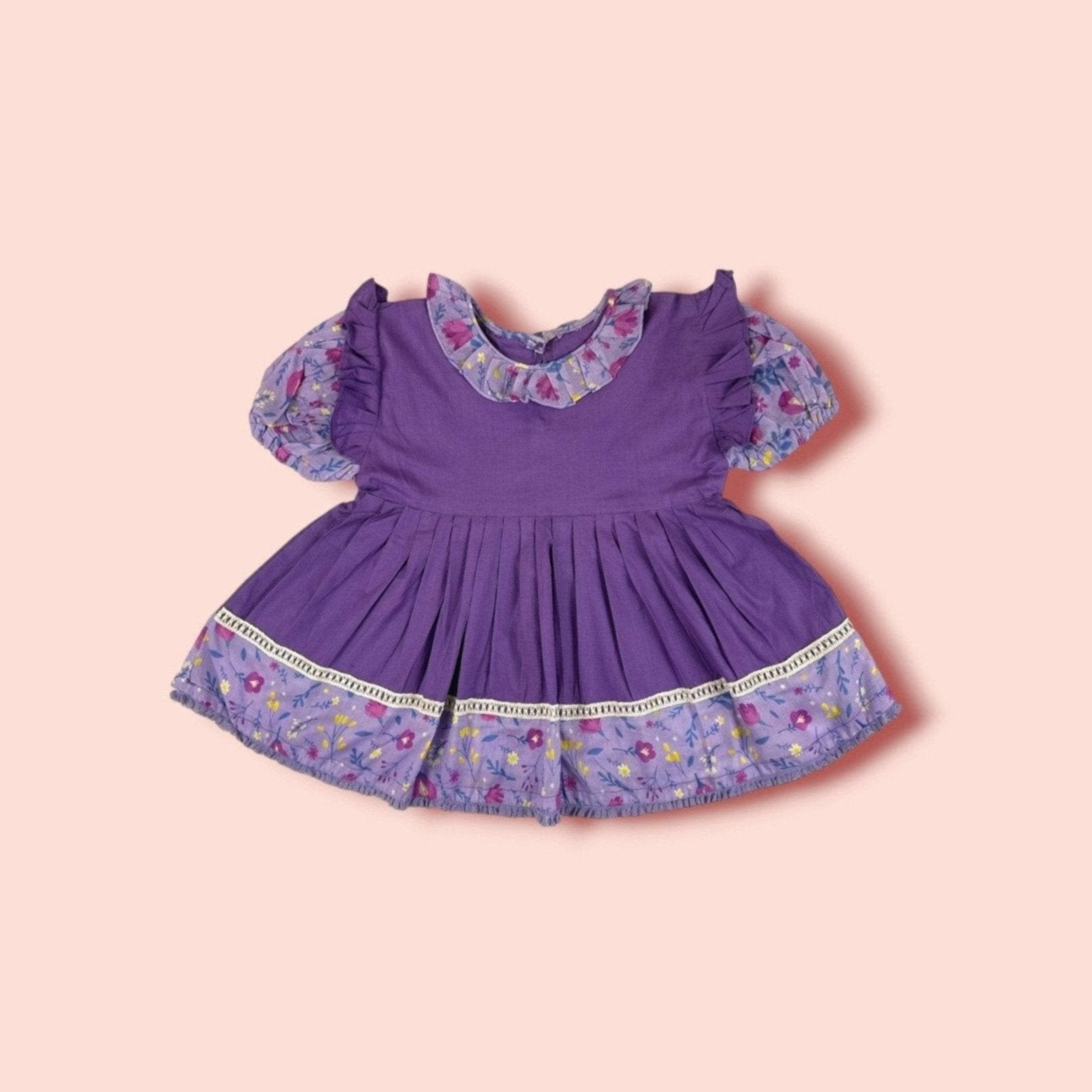 Purple Floral Printed Lawn Frock