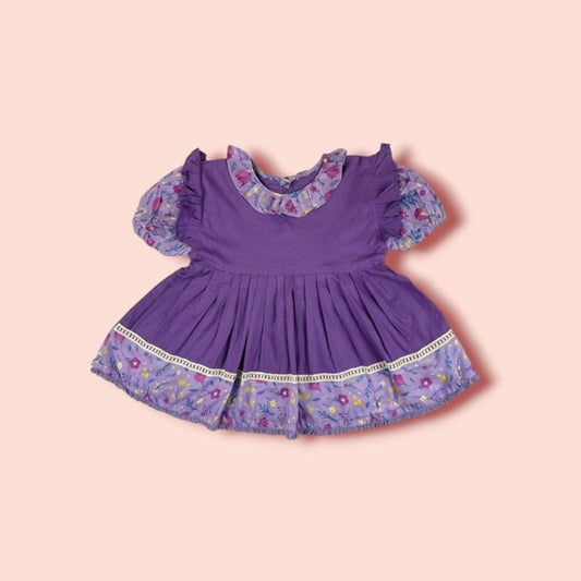 Purple Floral Printed Lawn Frock