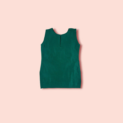 full view of SleeveLess Soft Embroidered 2 PC Set