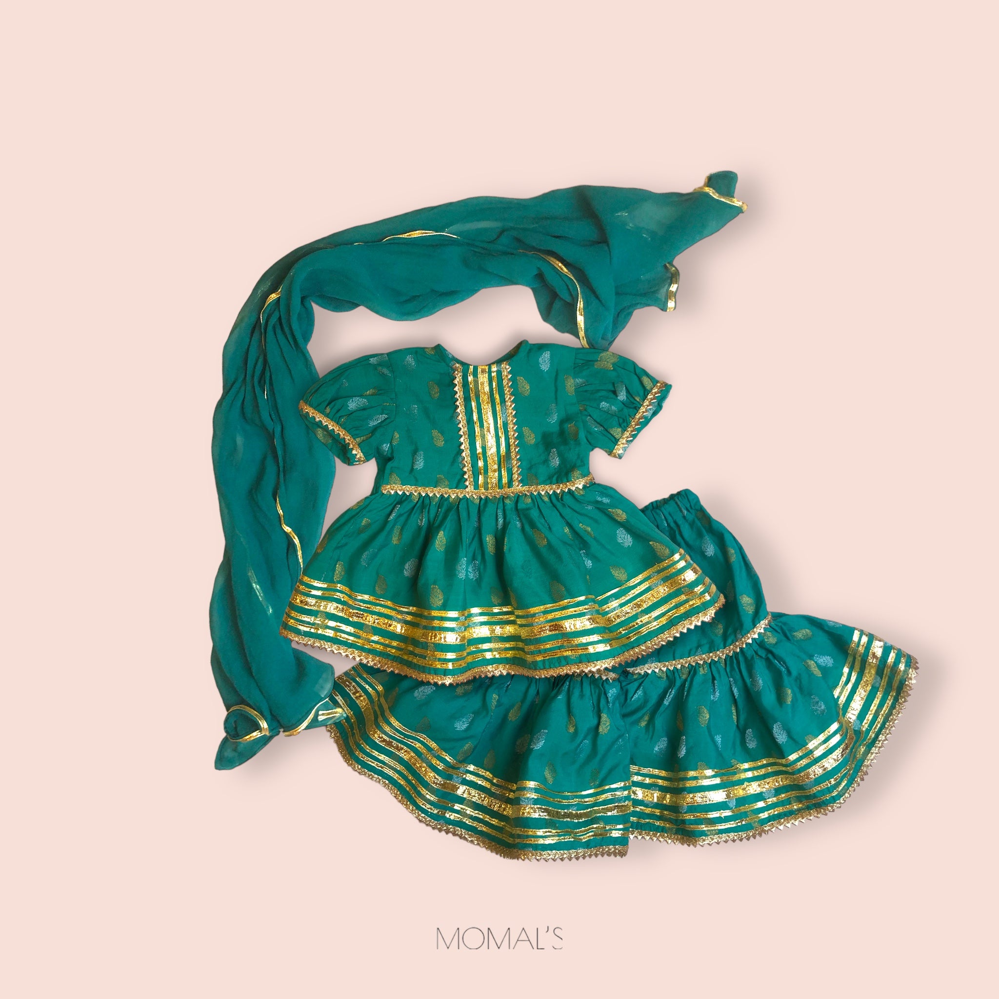 Peacock Green 3-Piece Gharara set