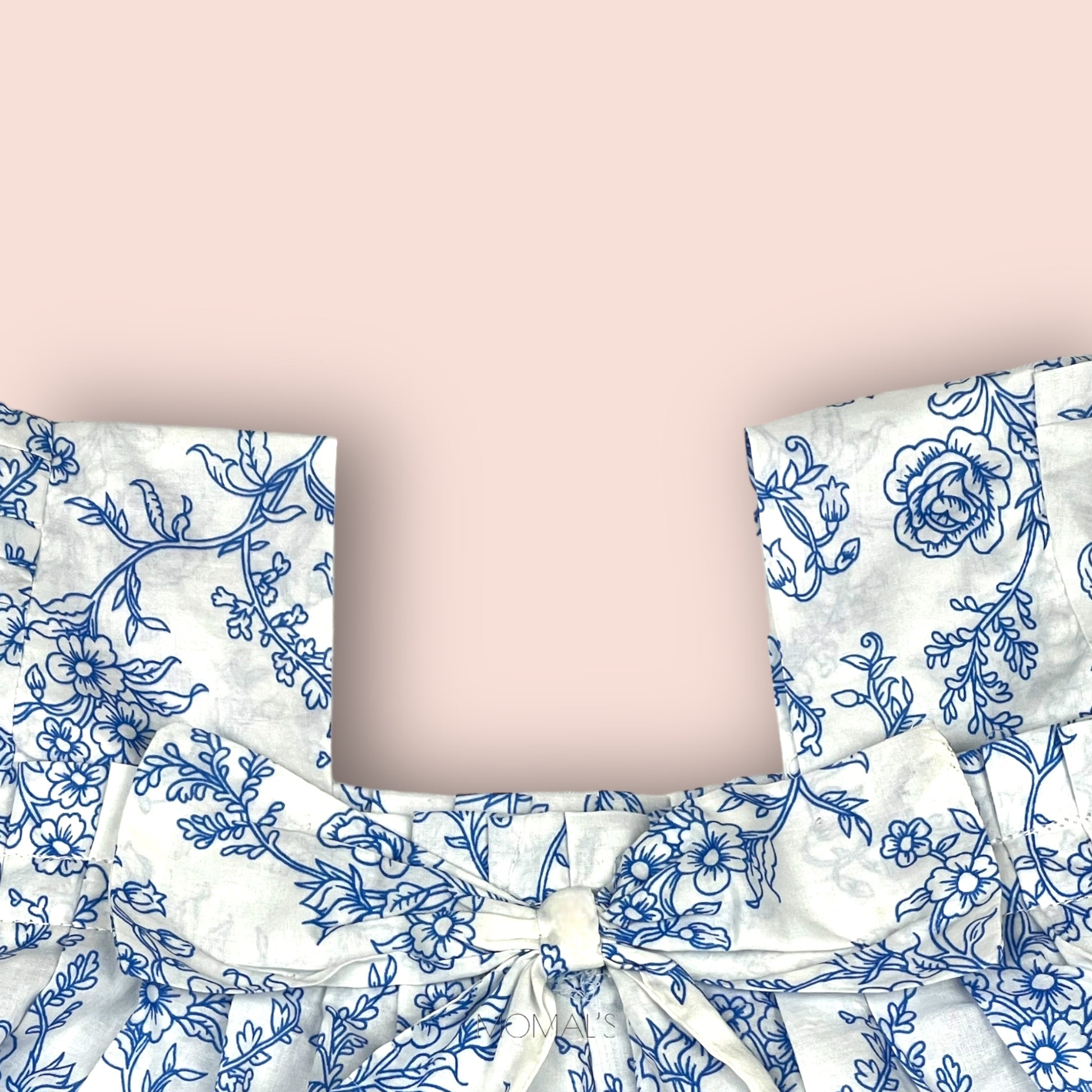 neck view of Printed Blue and White Frock