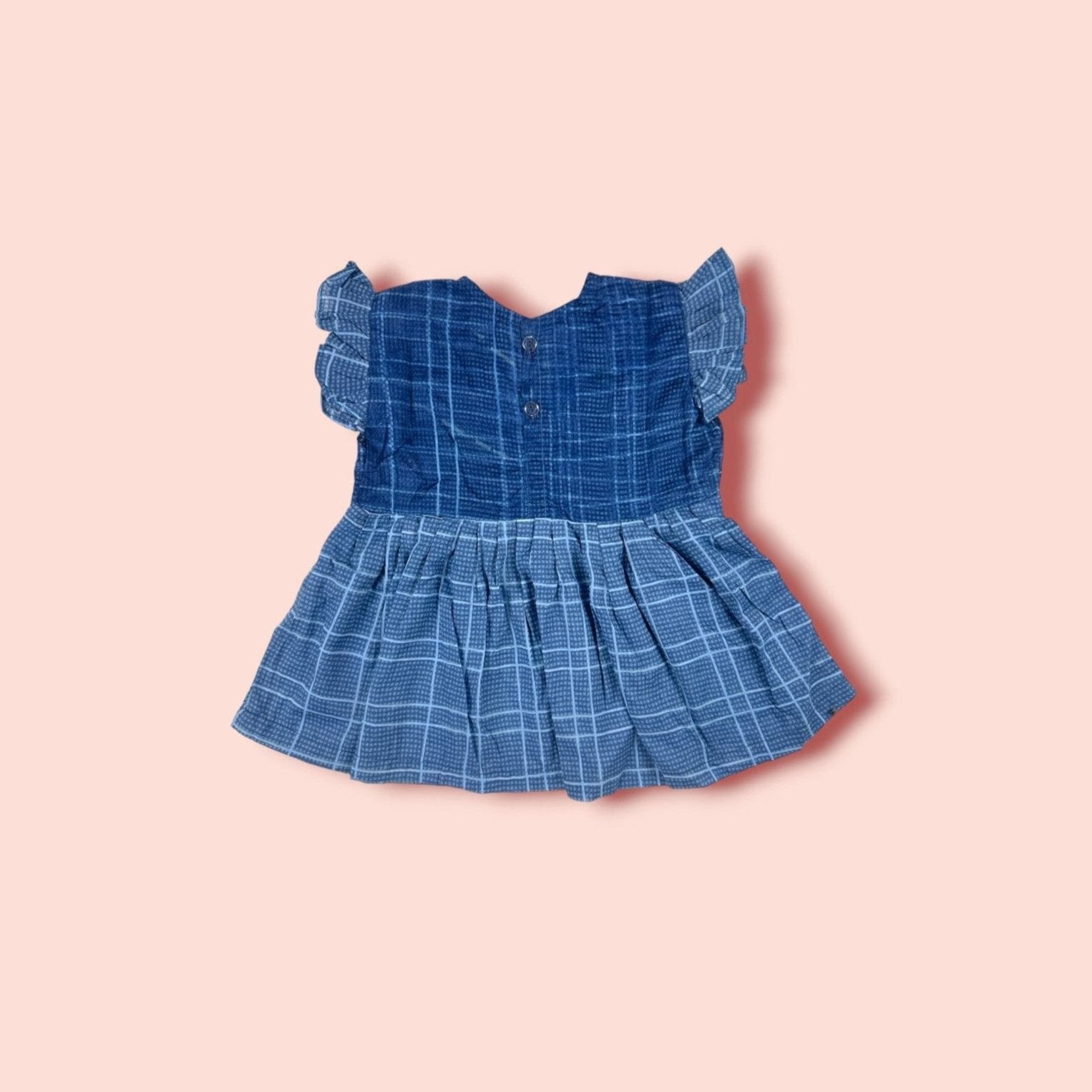full view of Summer Collection Blue Short Sleeves Frock
